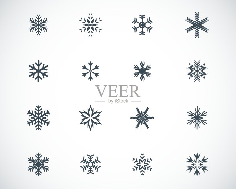黑色雪花图标集图标素材