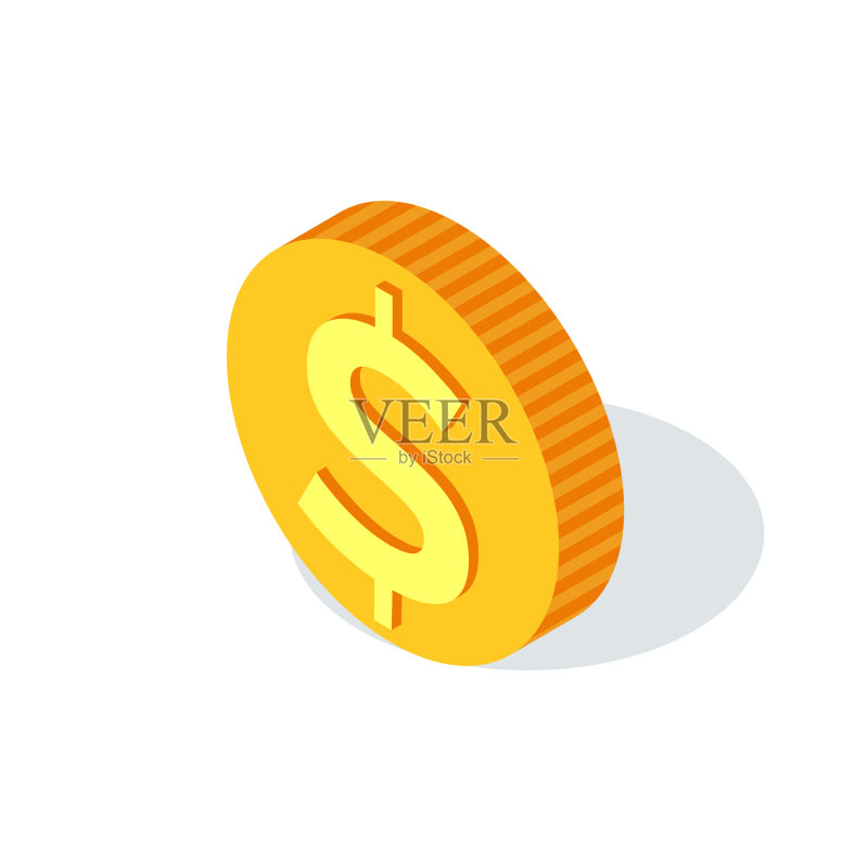 带美元符号的金色硬币图标素材