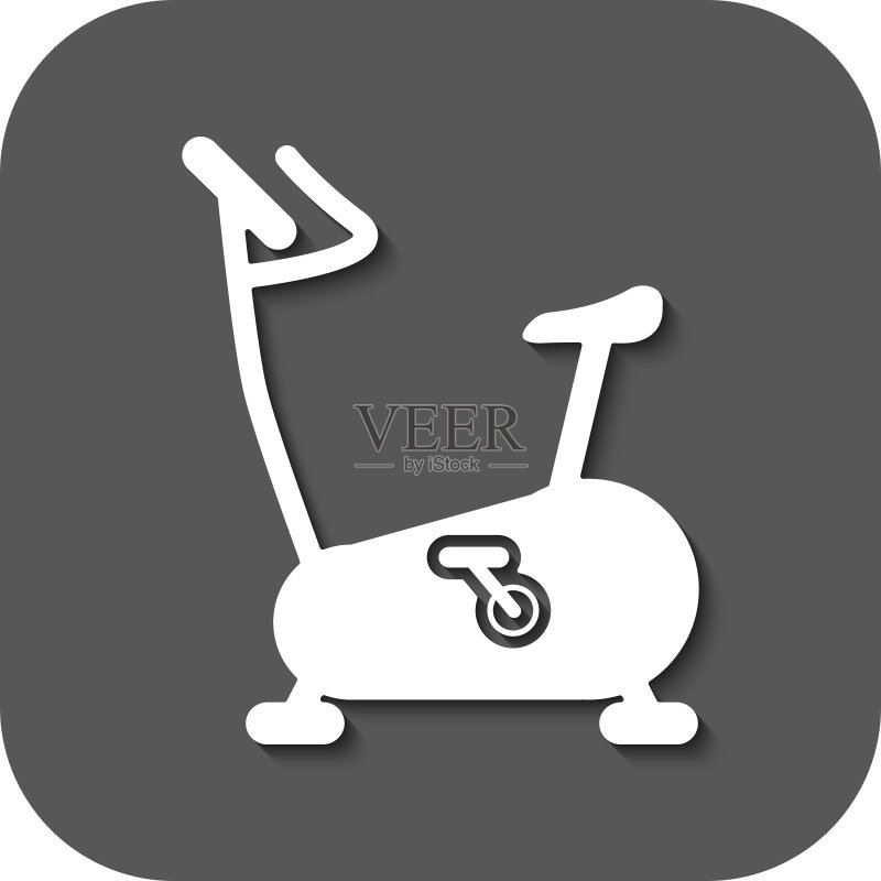 健身车图标，运动单车符号（扁平风格）图标素材
