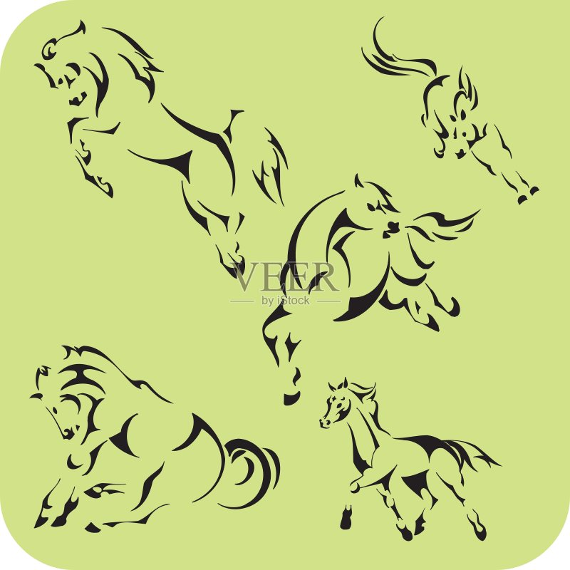 浅色马匹 - 乙烯基刻字图案图标素材