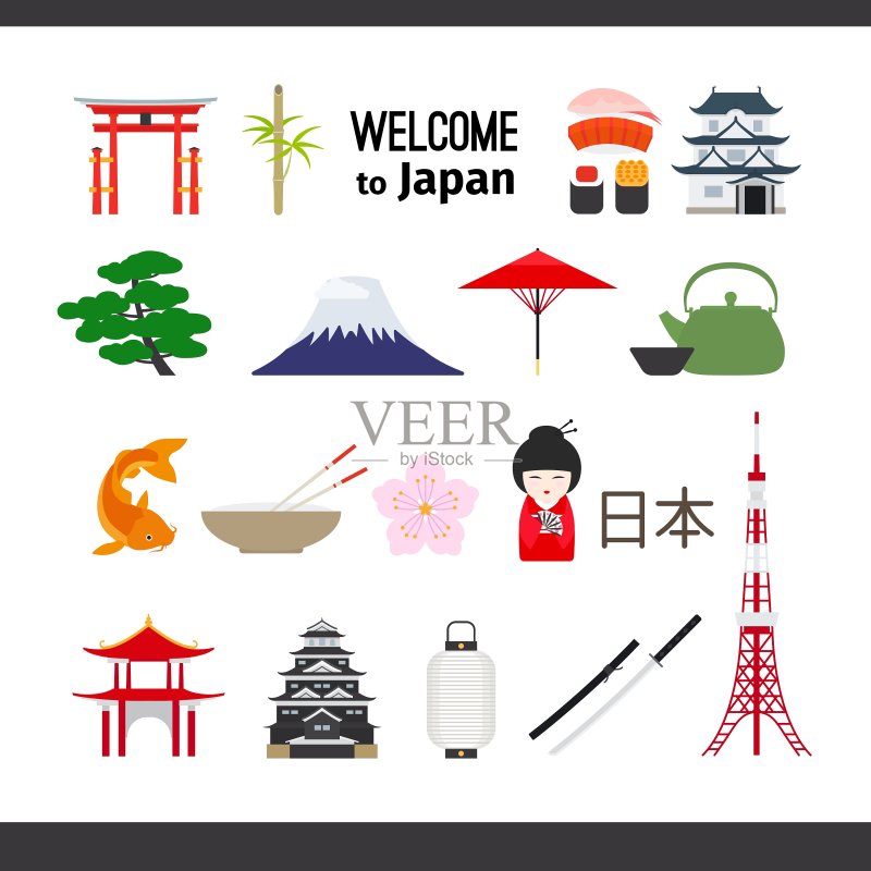 旅行日本图标集图标素材