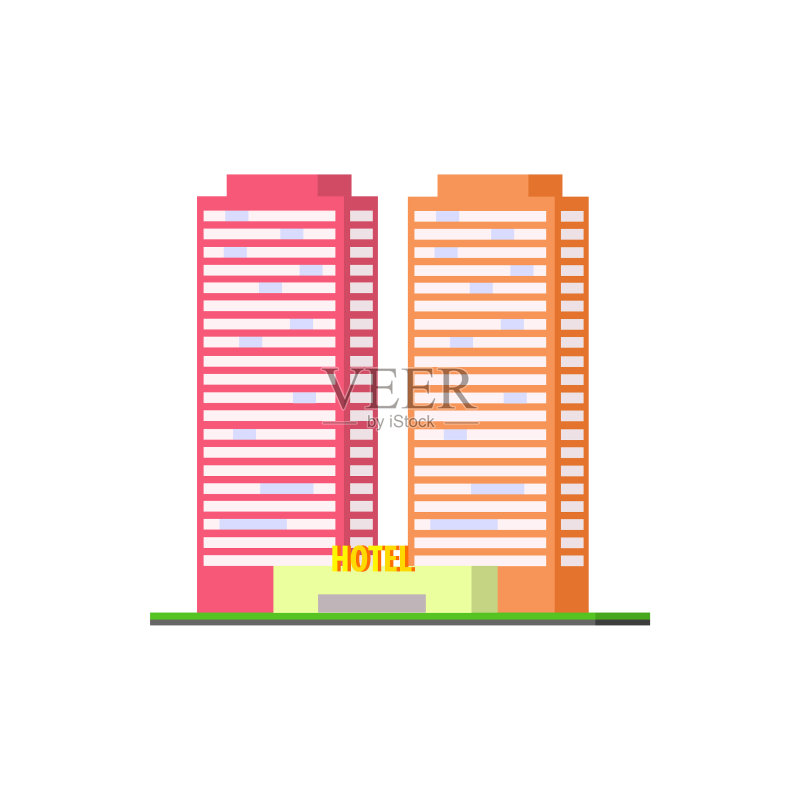 城市酒店建筑图标素材