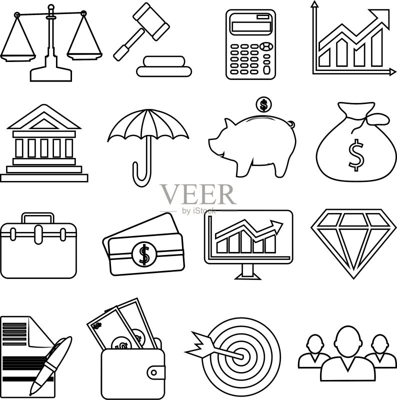 商业金融线条图标集图标素材
