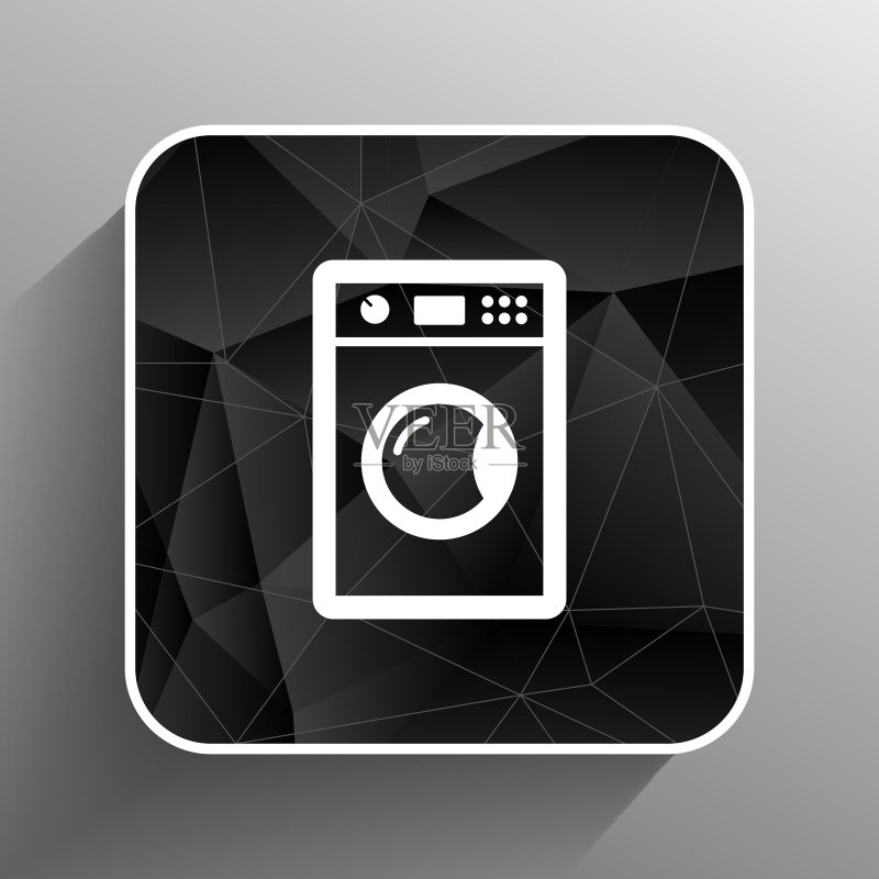 洗衣机图标，自助洗衣店服装电器图标素材