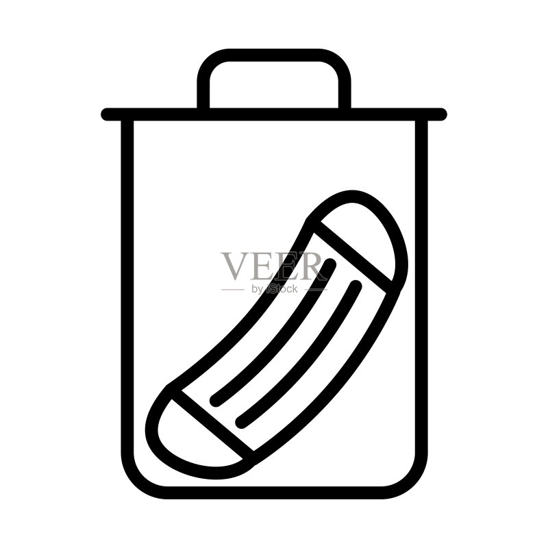 丢弃的旧口罩轮廓矢量图标，隔离在白色背景上，用于Web、移动App、UI设计的冠状病毒COVID-19轮廓图标，预防2019-nCoV冠状病毒图标素材