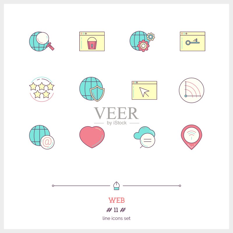 WEB线性图标集图标素材