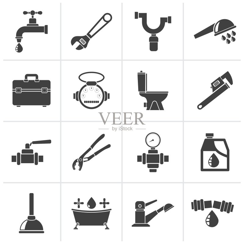 黑色管道物体和工具图标图标素材