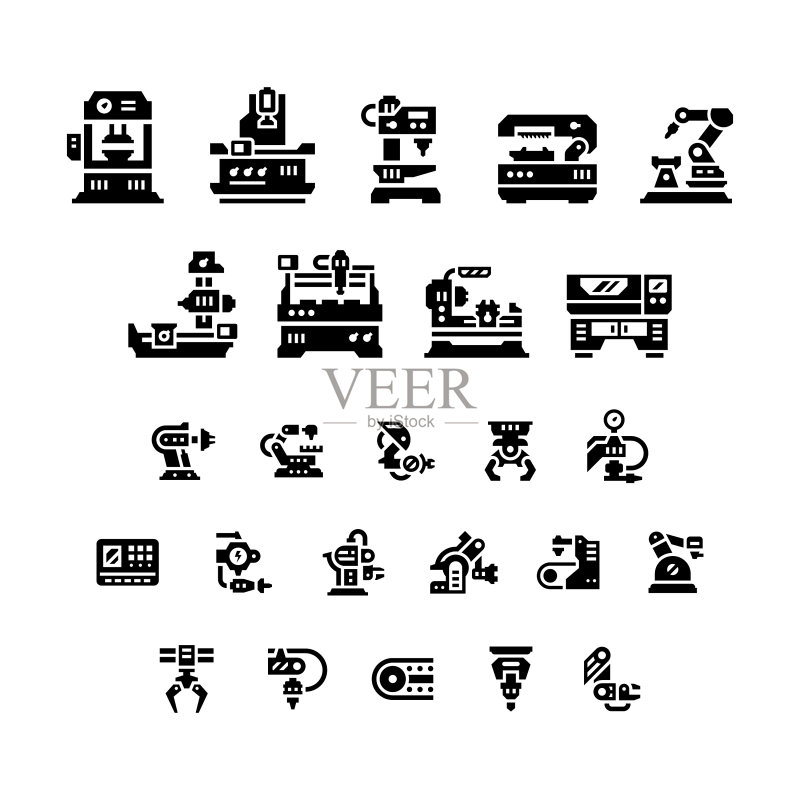 机床机器人行业图标集图标素材