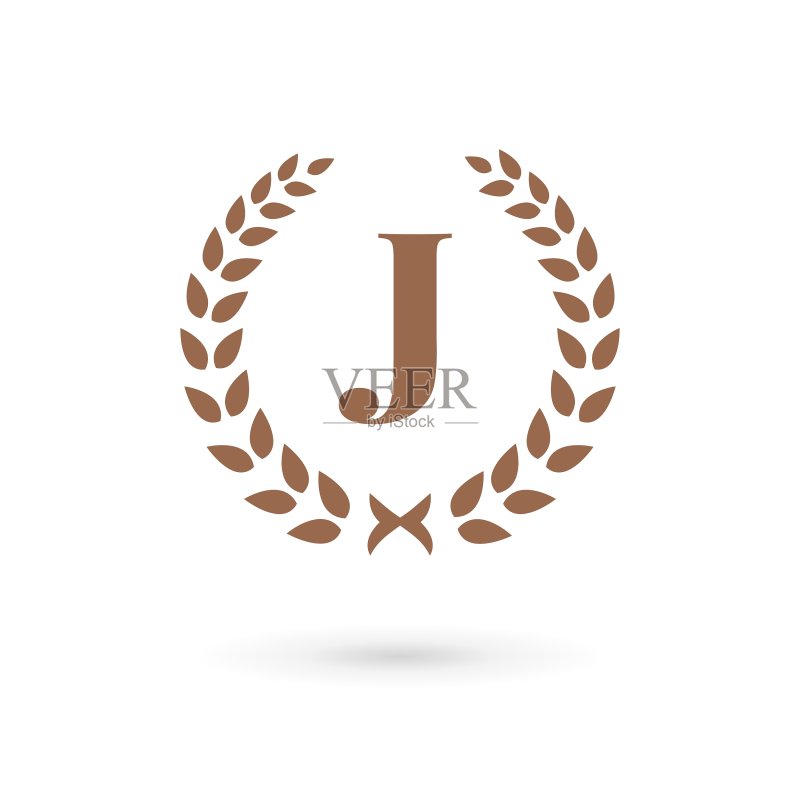 月桂花环J字母logo图标图标素材