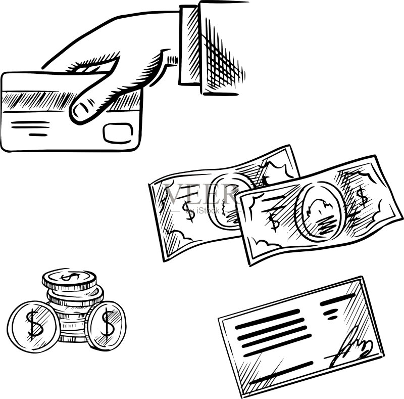支付方式草图图标集图标素材
