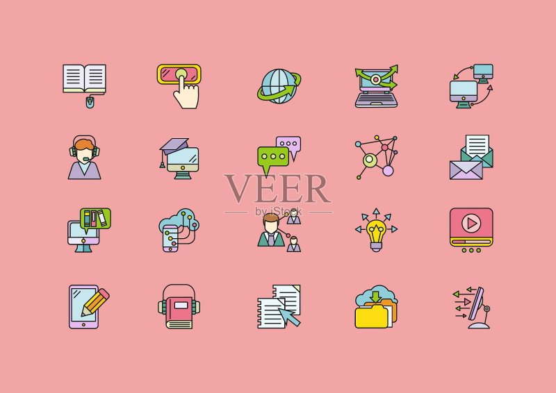 E-learning中的信息传输图标素材