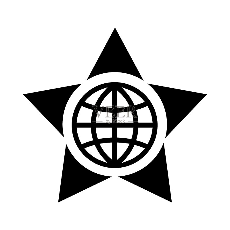 星形图标中心的地球图标素材