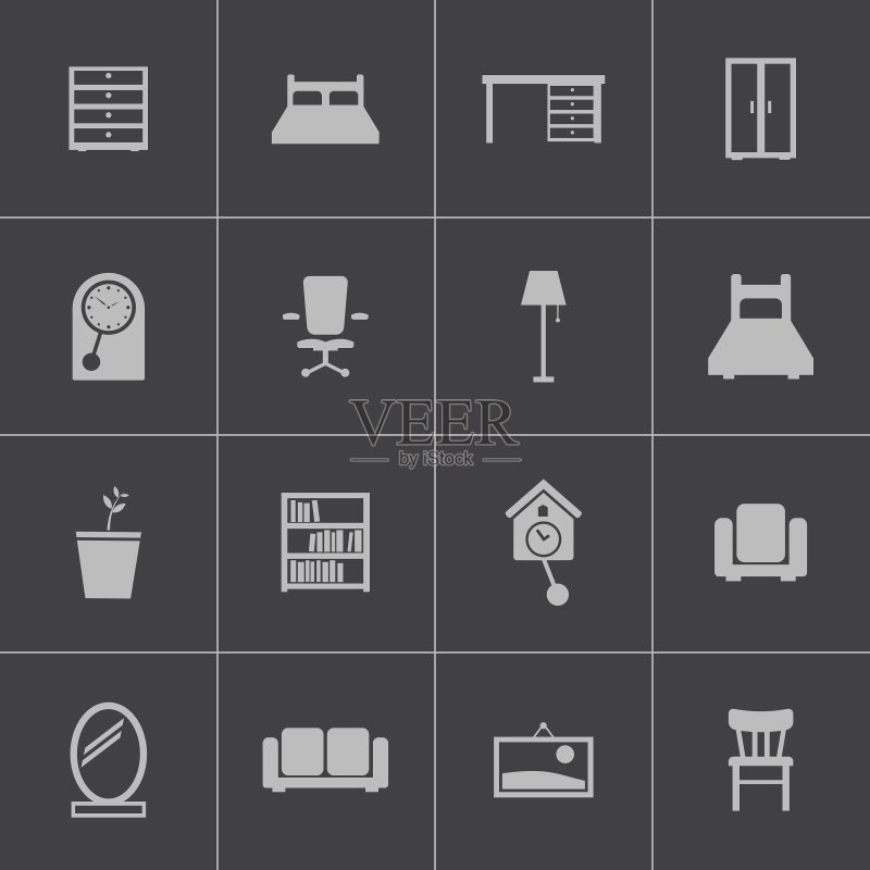 黑色家具图标合集图标素材