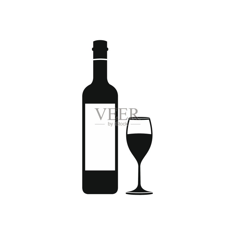 葡萄酒瓶和玻璃杯图标图标素材