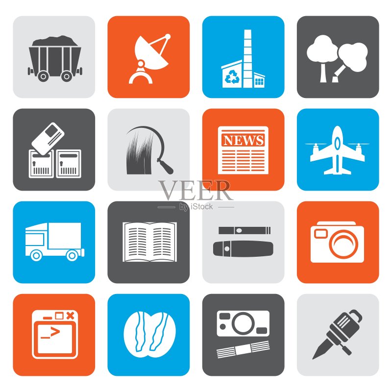 扁平风格商业和行业图标图标素材