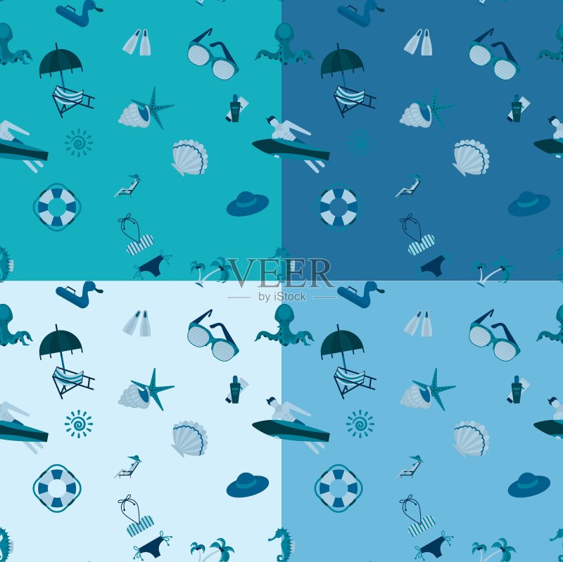 四种不同颜色的背景插画图片素材