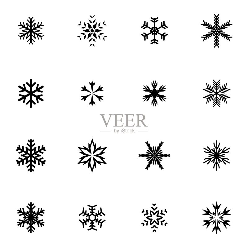 黑色雪花图标集图标素材