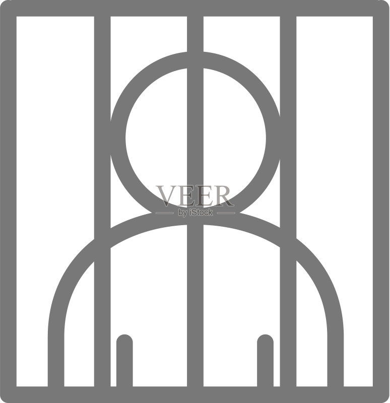 铁栅栏后的囚犯简约线条图标符号图标素材