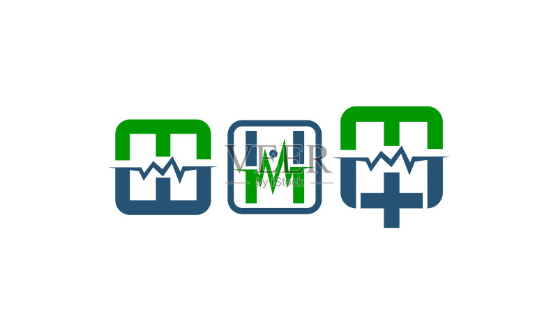 医疗首字母M、W、H组合图标素材