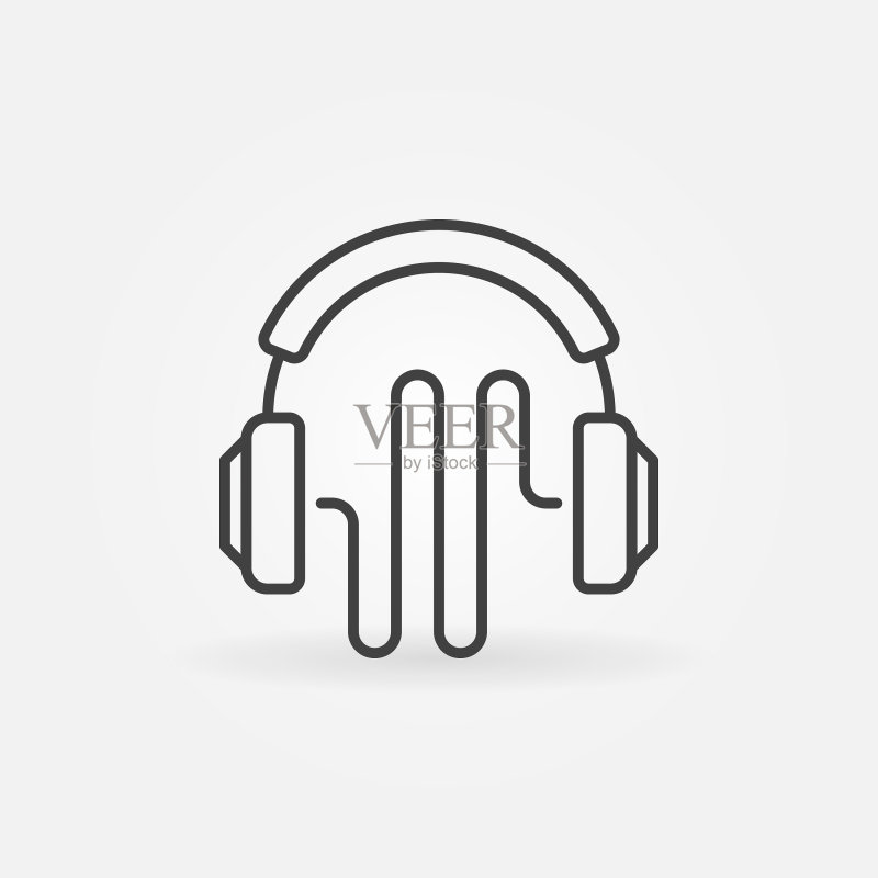 带有声波图标的简约耳机图标素材