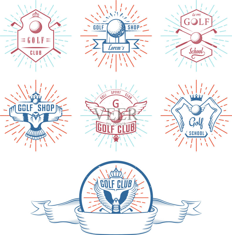 高尔夫Logo标签和标志合集图标素材