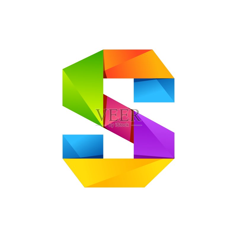 彩色单线S字母logo设计模板图标素材