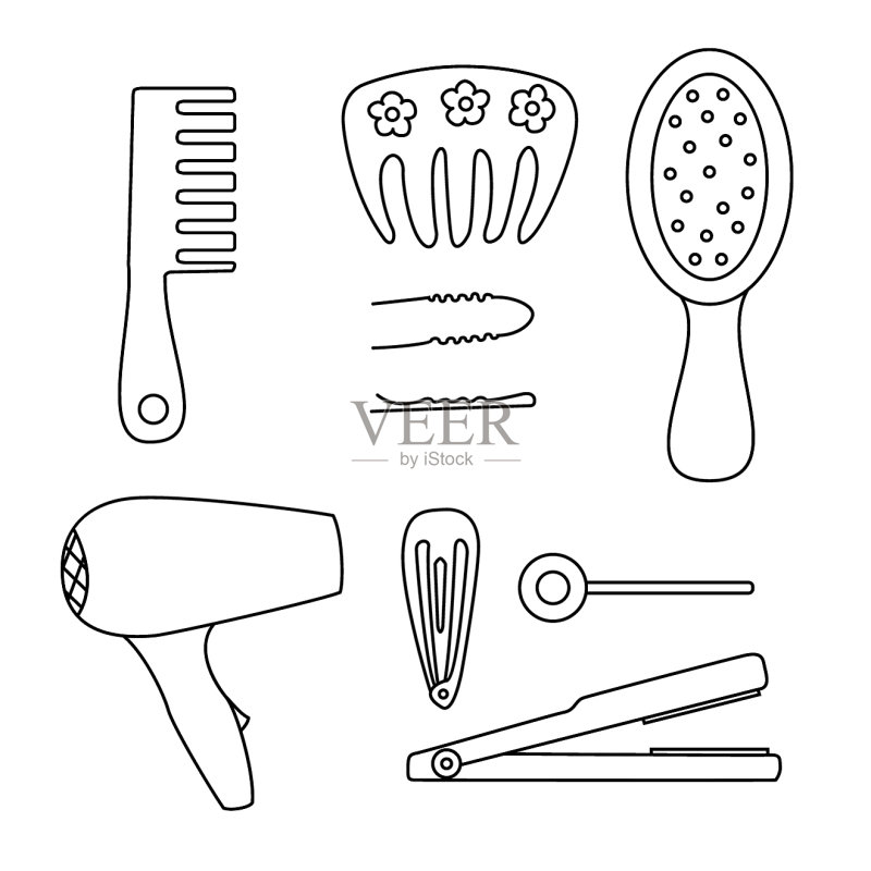 发型工具图标黑白合集图标素材
