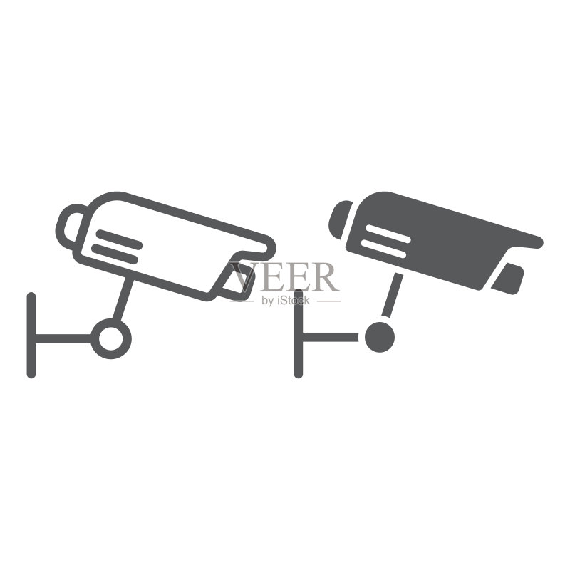 监控摄像头线条及字形图标图标素材