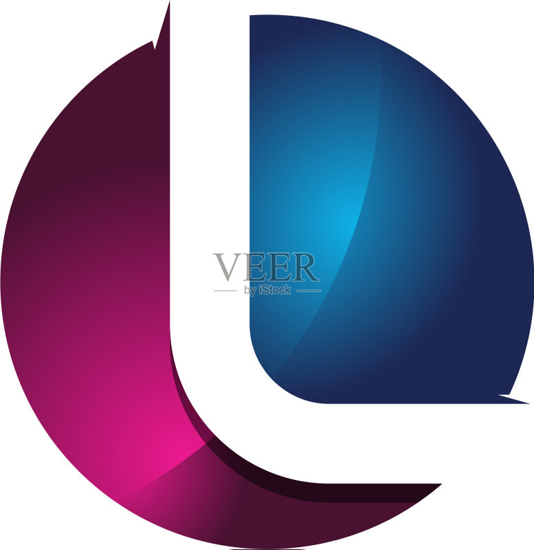 L 3D彩色圆圈字母标志图标设计图标素材
