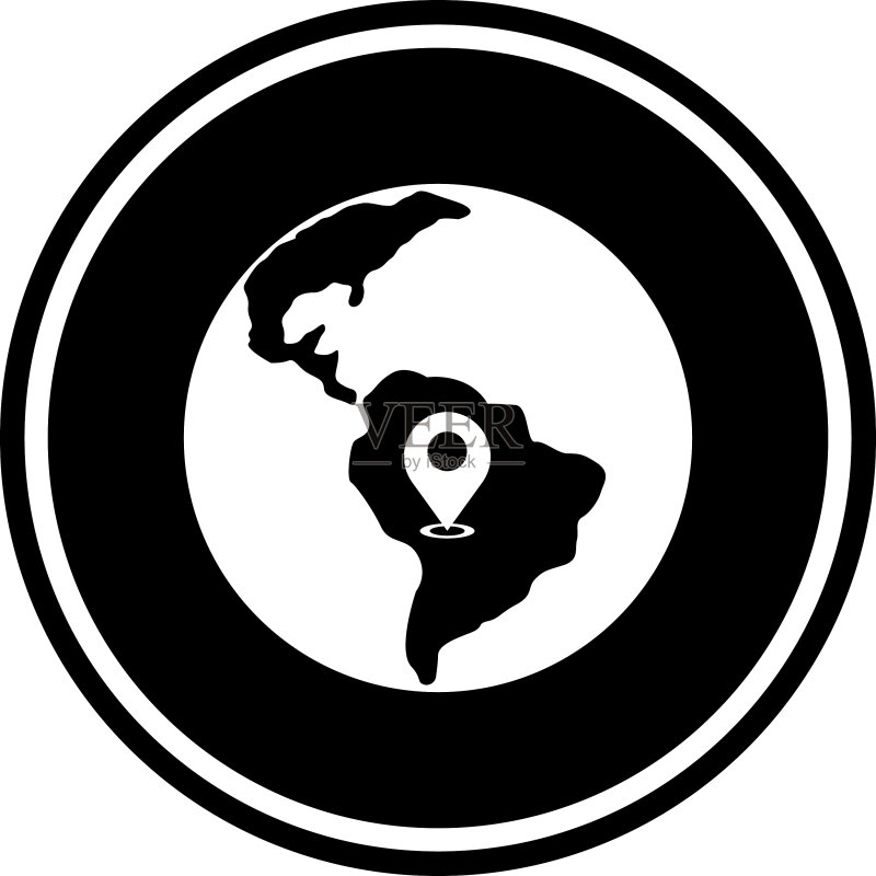 星球和位置标记地球圆形图标图标素材