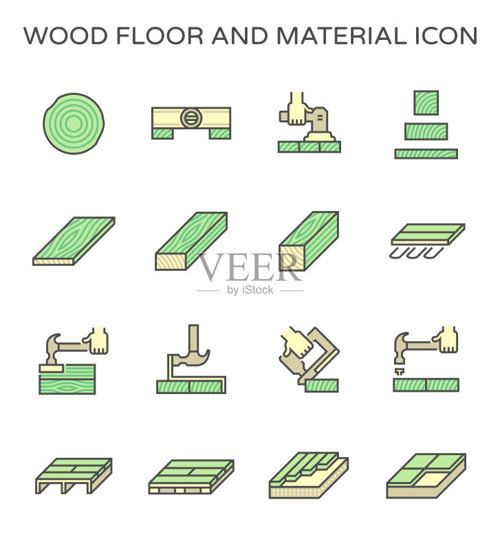 木地板材料和建筑工具矢量图标设计图标素材
