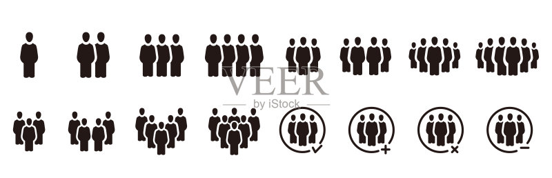 人物与人口图标集，矢量和插图图标素材