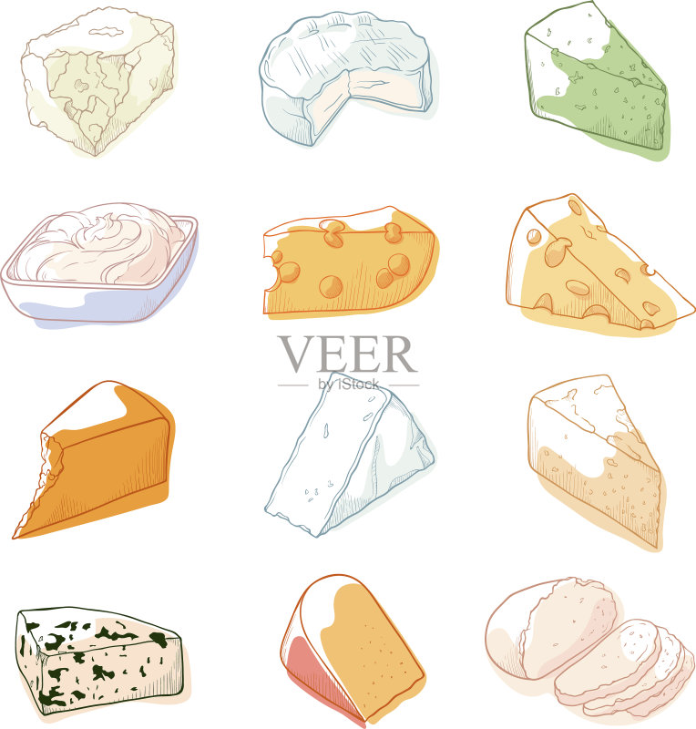 奶酪素描集图标素材
