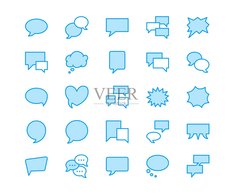 对话气泡扁平线条聊天图标图标素材