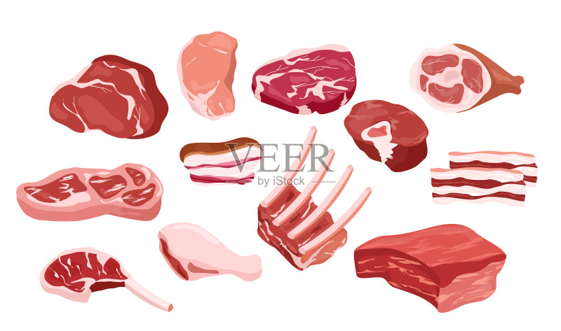 新鲜肉类图标合集图标素材