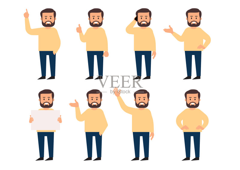 不同姿势的男人套装图标素材
