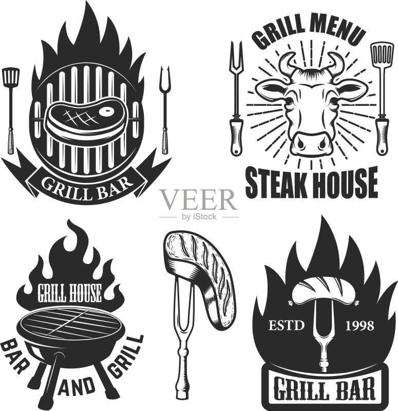 烤肉店标志烤肉图案素材图标素材