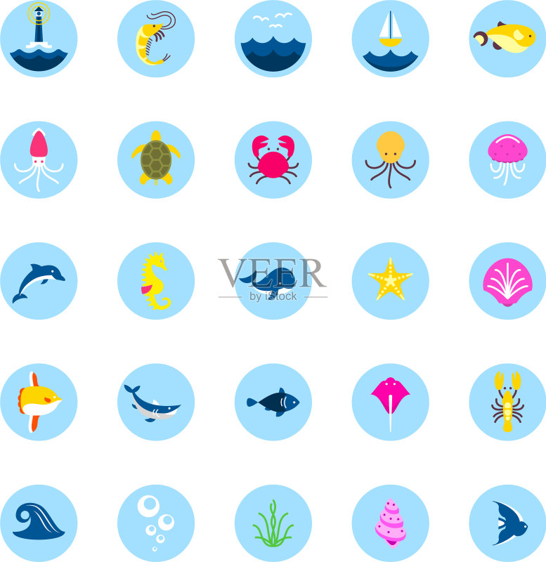 海洋生物标志图标素材