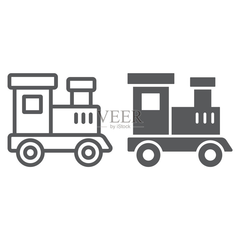 火车玩具线性图标图标素材