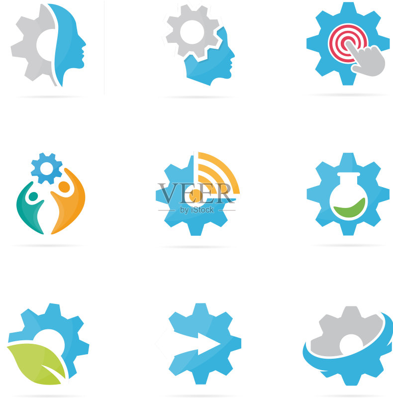 齿轮logo组合机械图标素材