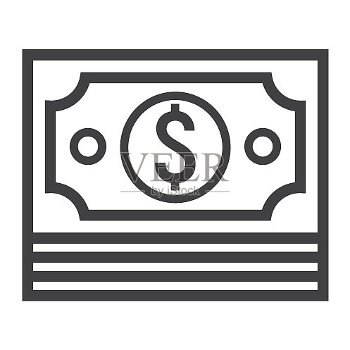 一捆钱线条图标，关于商业和金融图标素材