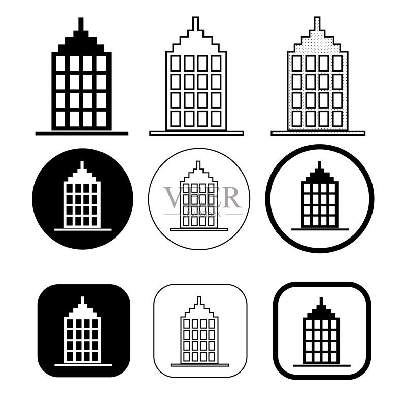 简易建筑图标标志设计图标素材