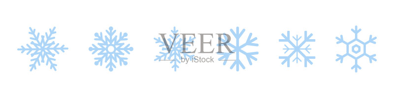 蓝色雪花图标黑色雪花套装图标素材