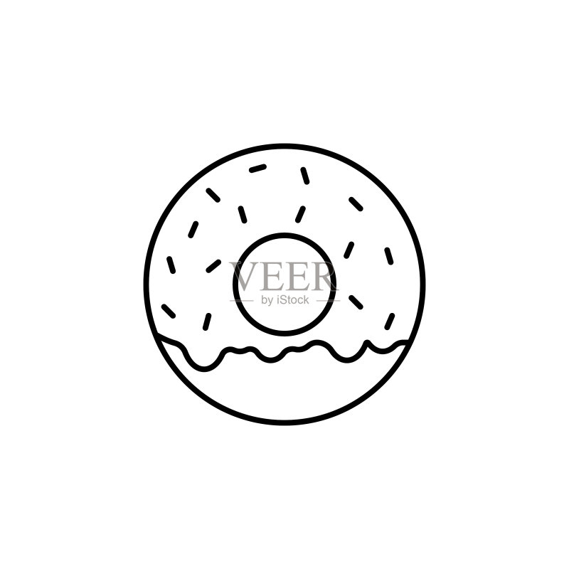 甜甜圈线性图标美食饮品元素图标素材