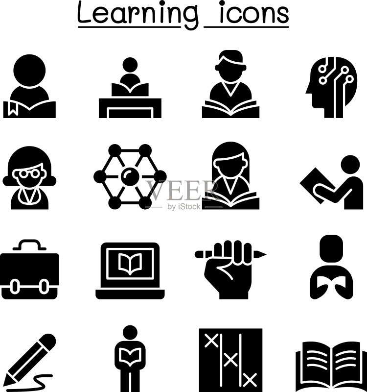 学习教育图标集平面设计图标素材