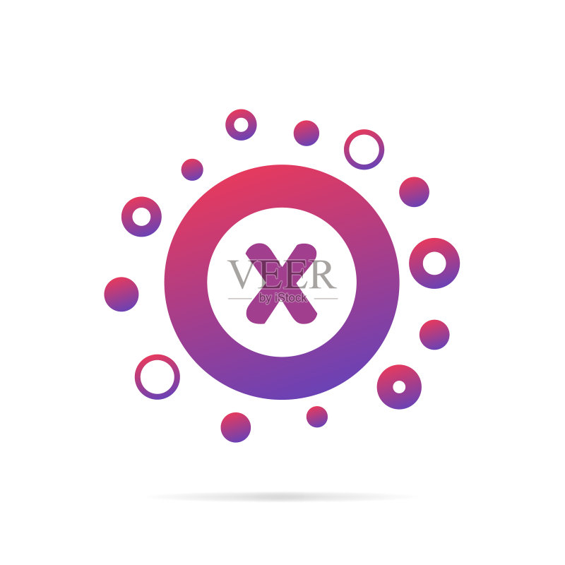 带圆圈和点的字母X标志图标素材
