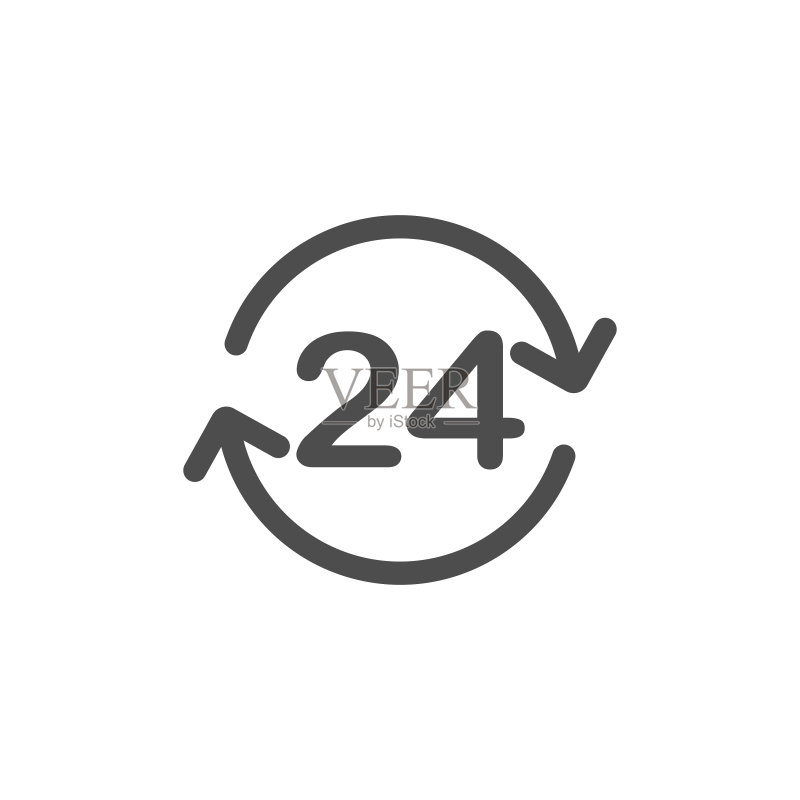 24小时图标，24小时标志时间时钟图标图标素材