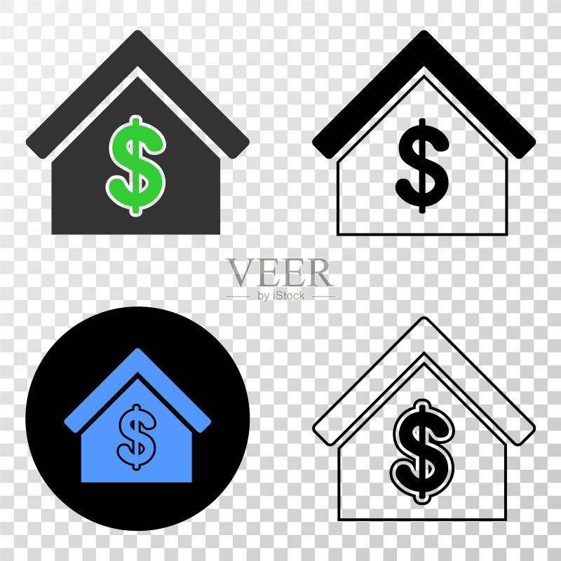 带轮廓版本的租赁房屋EPS图标图标素材