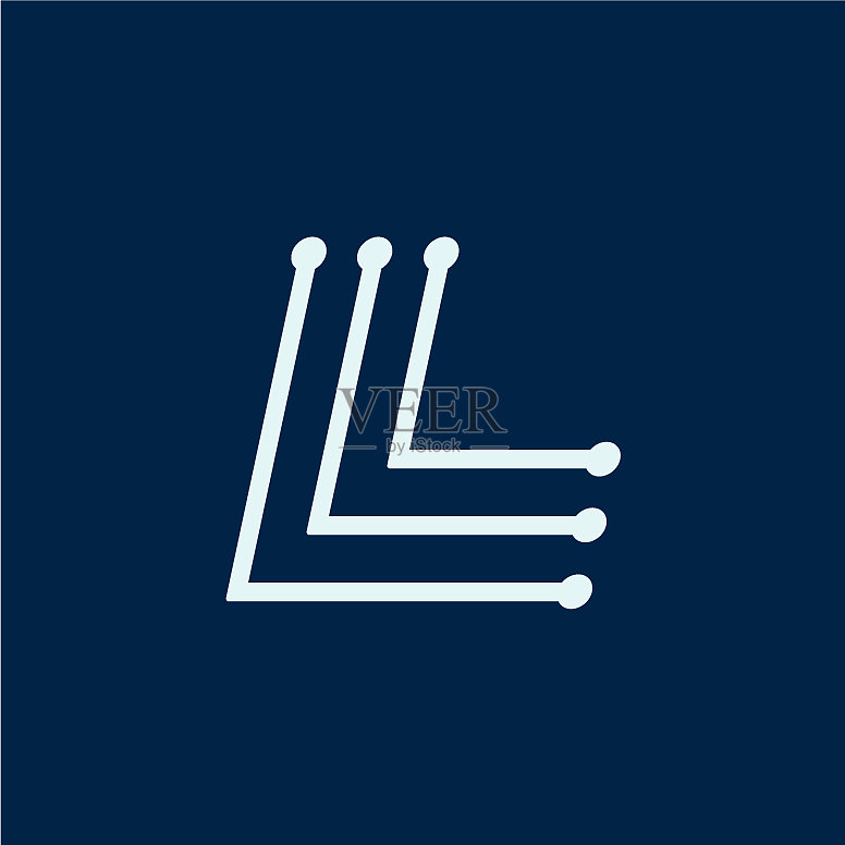L字母迷宫斜体几何字体图标素材