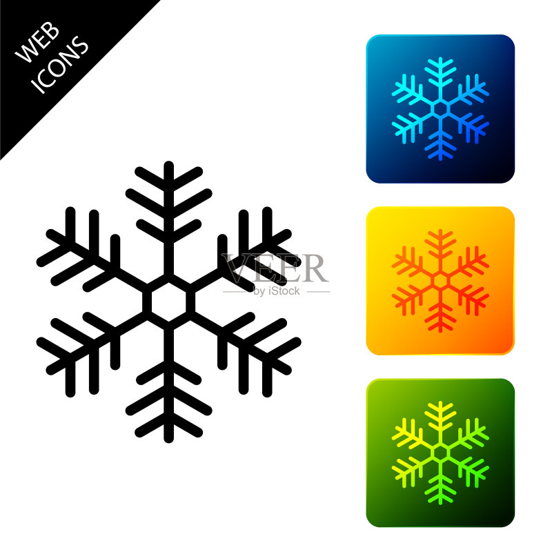 白色背景上的雪花图标图标素材